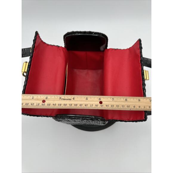 Vintage RODO Black Lacquered Wicker Basket Satchel Handbag - Picture 8 of 16